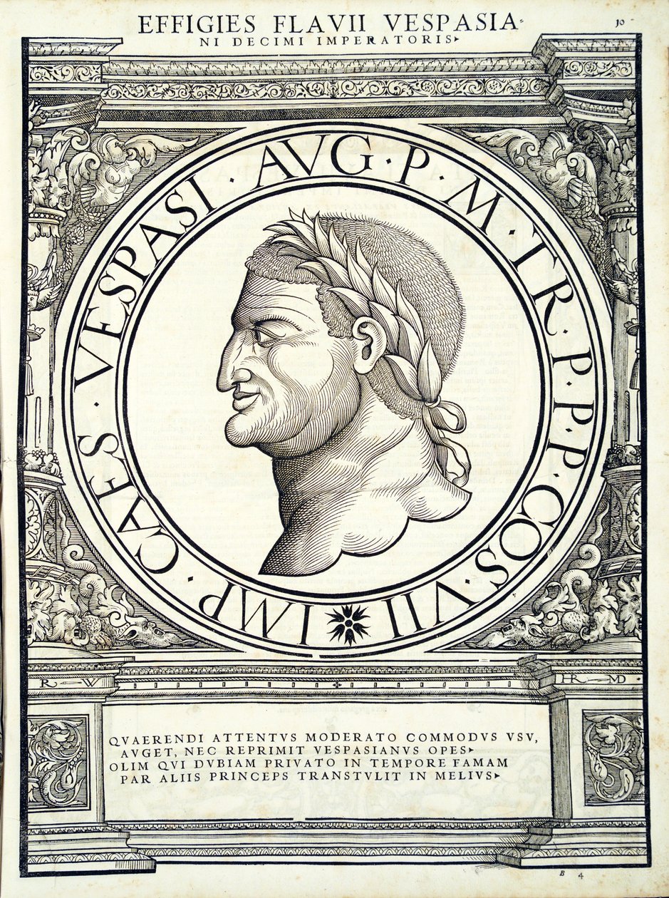 Flavius ​​​​Vespasianus, illustrasjon fra de romerske keiserne i alle de østlige og vestlige regionene av Hans Rudolf Manuel Deutsch