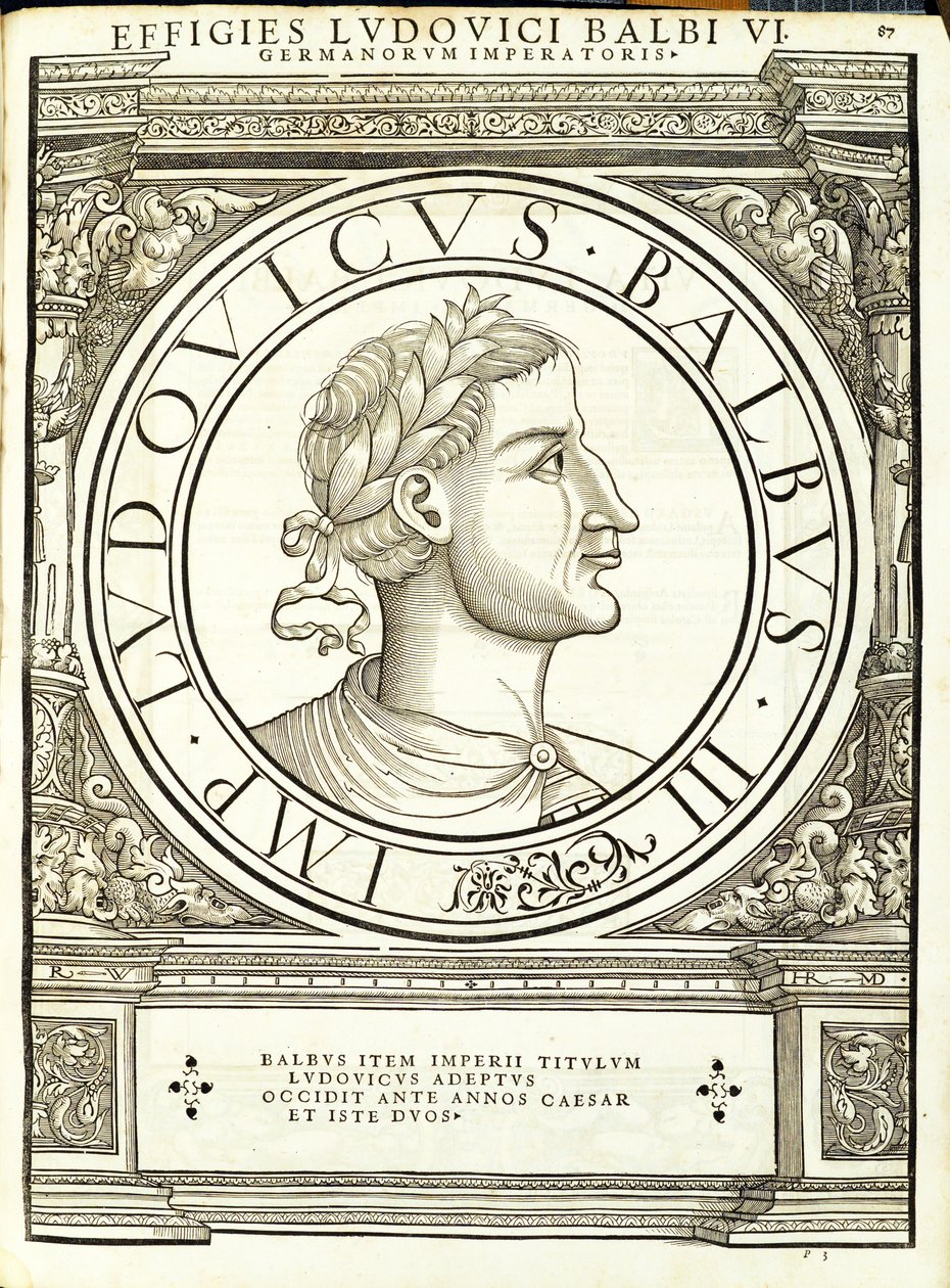Luis Balbus, illustrasjon fra de romerske keiserne i hele øst og vest med de sanneste bildene av de gamle myntene, tresnitt av Rudolph Wyssenbach, trykt av Andreas Gesner, Zuri av Hans Rudolf Manuel Deutsch