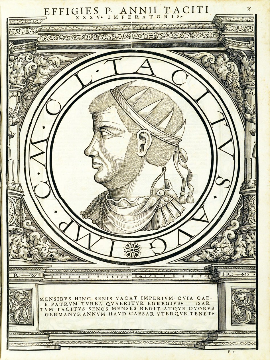 Tacitus, illustrasjon fra de romerske keiserne av alle de østlige og vestlige regionene i Romerriket av Hans Rudolf Manuel Deutsch