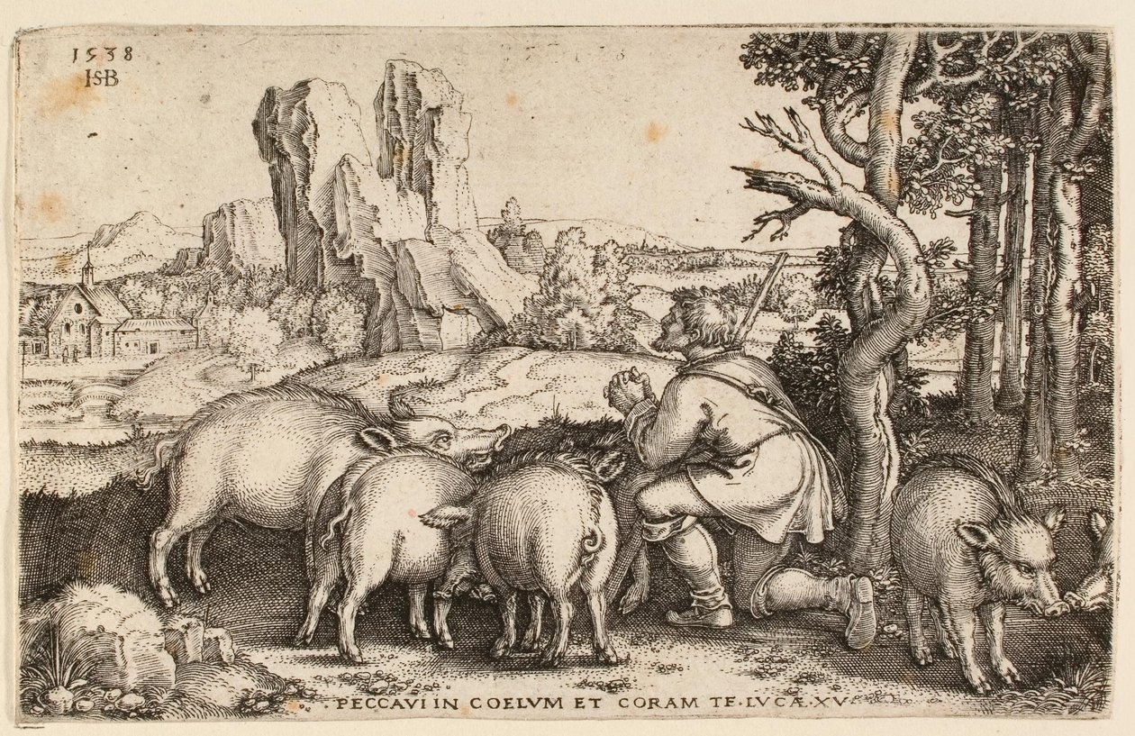 Den fortapte sønn med svinet, 1538 av Hans Sebald Beham