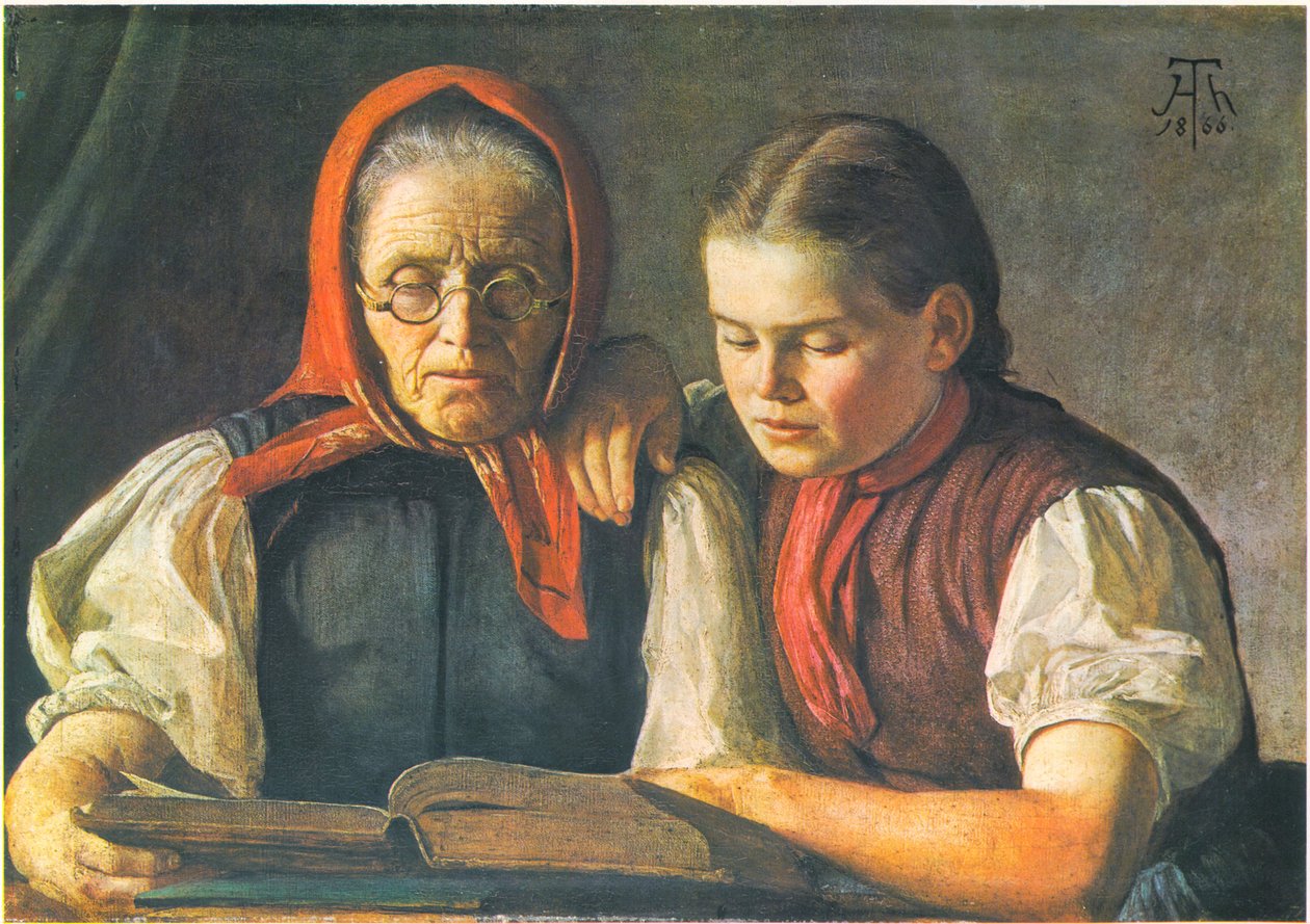 Mor og søster til kunstneren av Hans Thoma