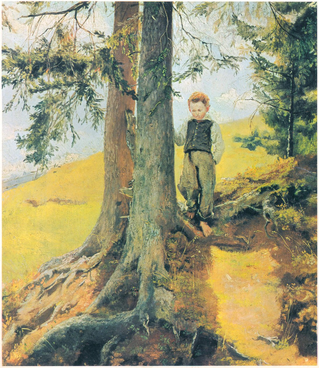 Gårdsgutt i utkanten av skogen av Hans Thoma
