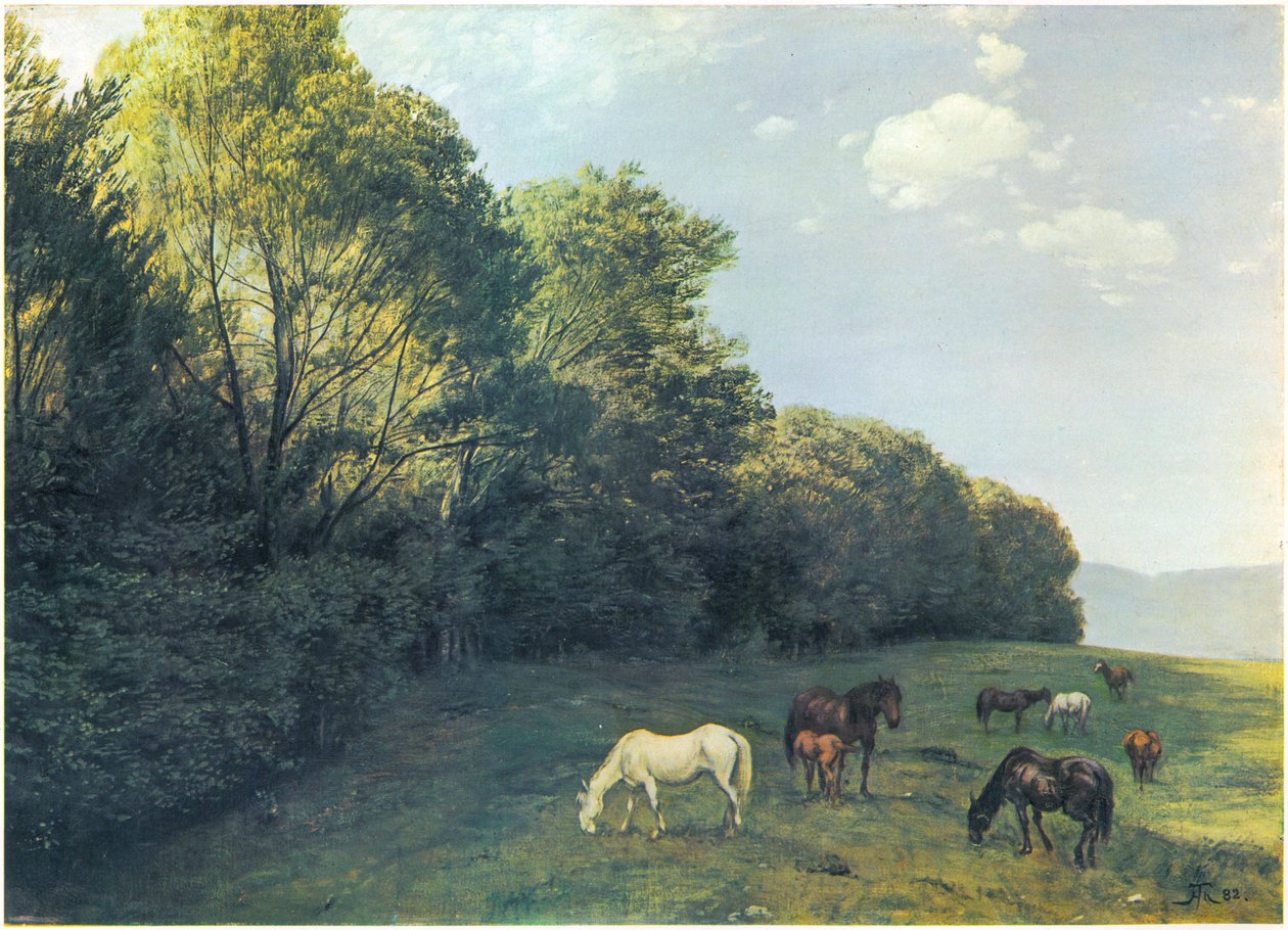 Landskap med beitehester av Hans Thoma