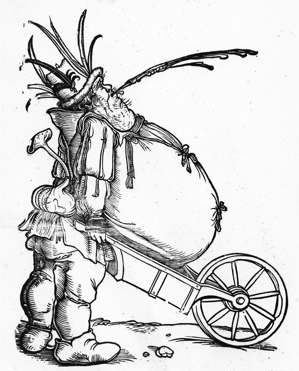 En feit mann og en trillebår, ca. 1521 av Hans Weiditz