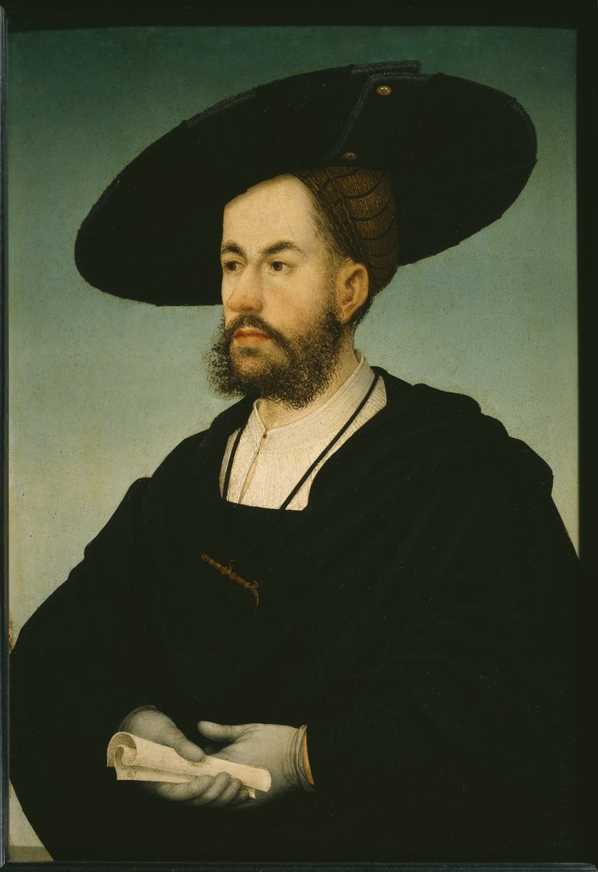 Portrett av Anton Fugger, ca. 1500-29 (olje på kalkpanel) av Hans or Johan Maler