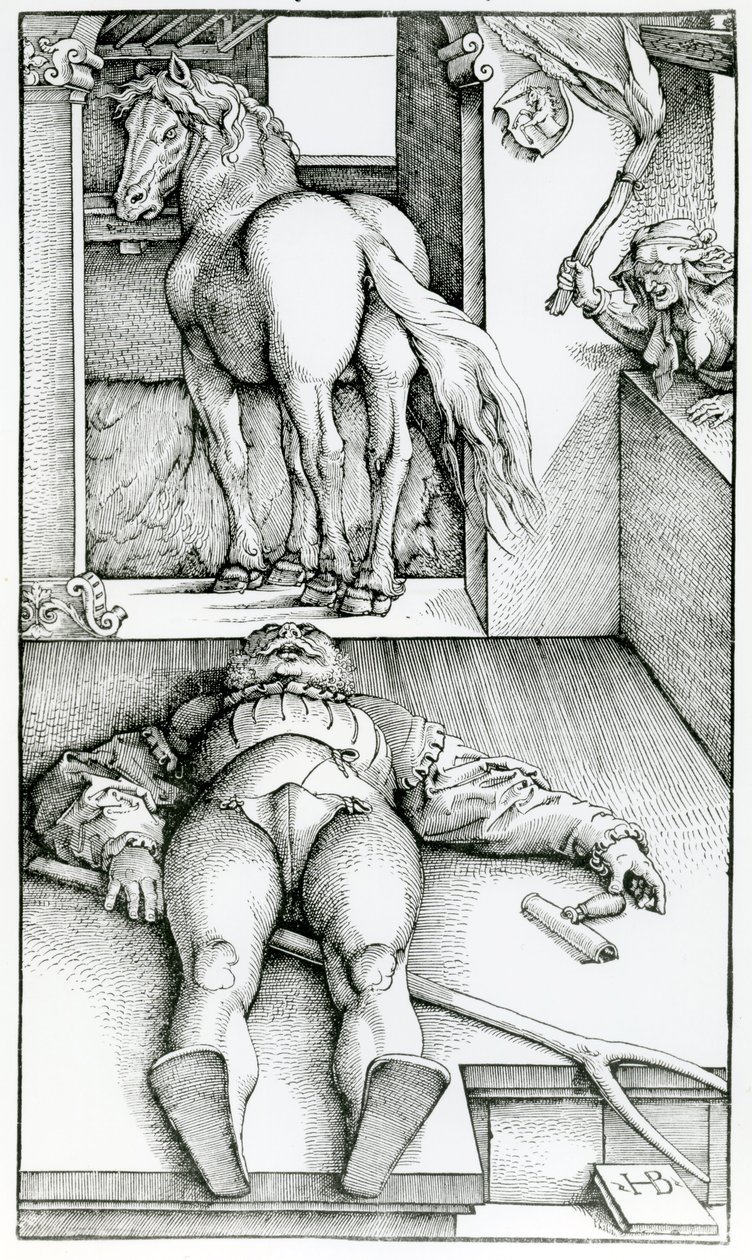 Sovende brudgom og trollkvinne av Hans (after) Baldung Grien