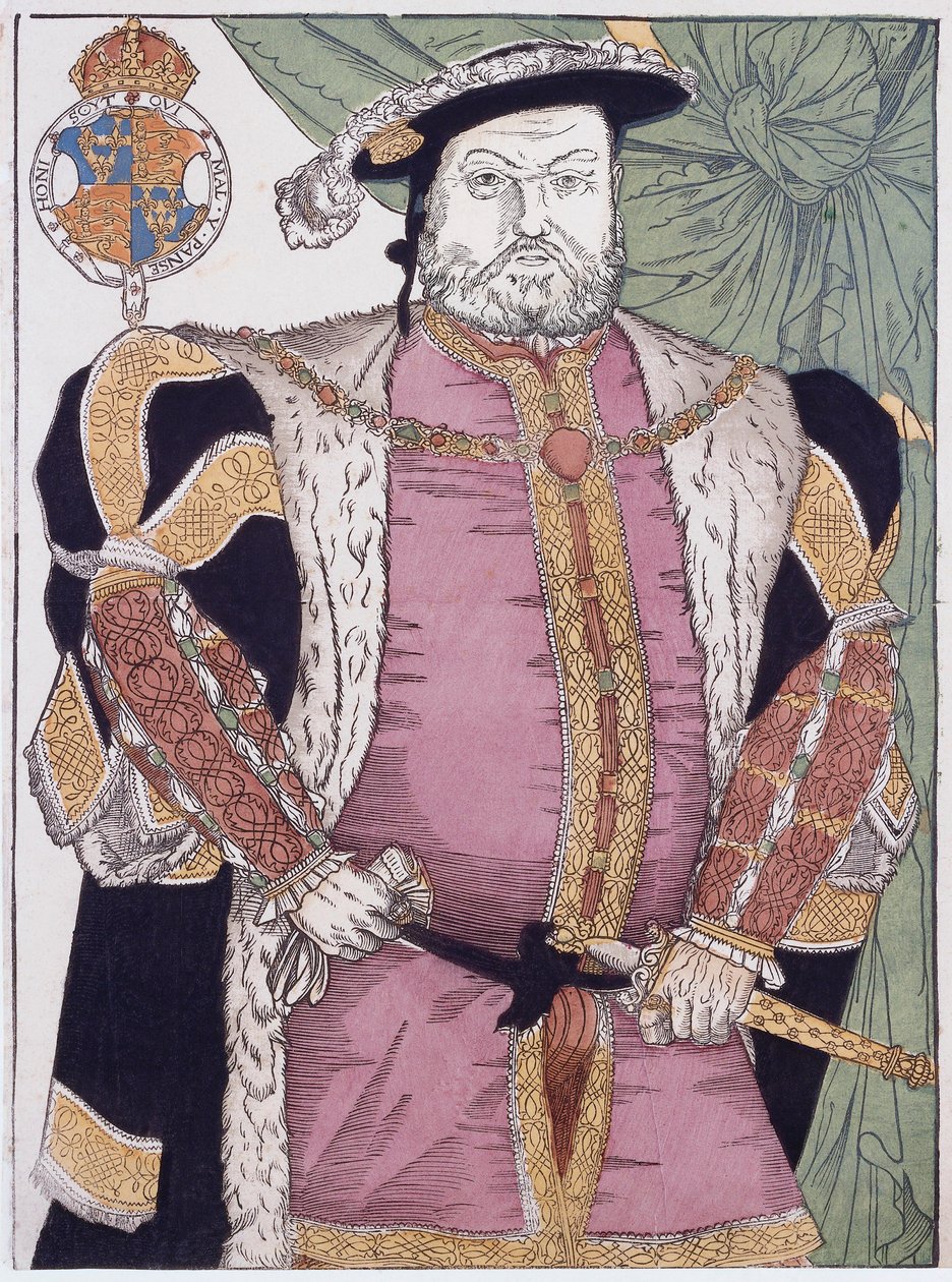 Kong Henry VIII av England (gravering) av Hans (after) Holbein