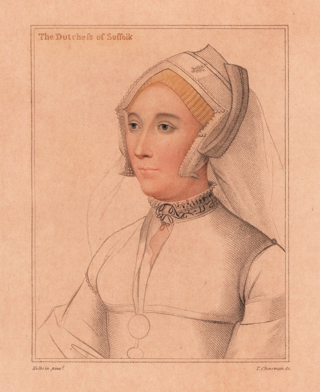 Catherine Brandon, hertuginne av Suffolk., 1812 (gravering) av Hans (after) Holbein the Younger