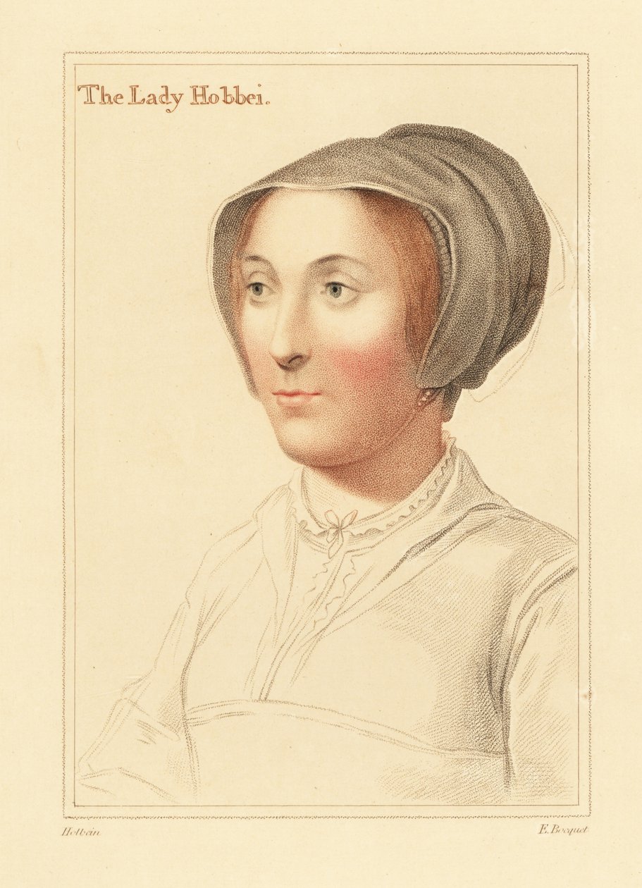 Elizabeth Cooke eller Elizabeth Stonor.,1812 (gravering) av Hans (after) Holbein the Younger