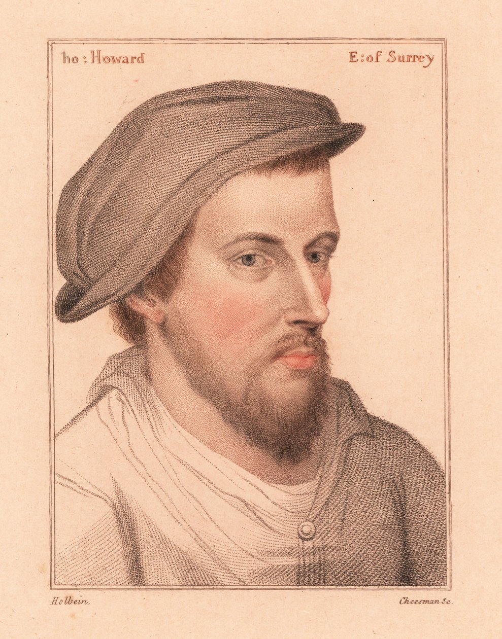 Henry Howard, jarl av Surrey, poet henrettet for forræderi, 1812 (gravering) av Hans (after) Holbein the Younger