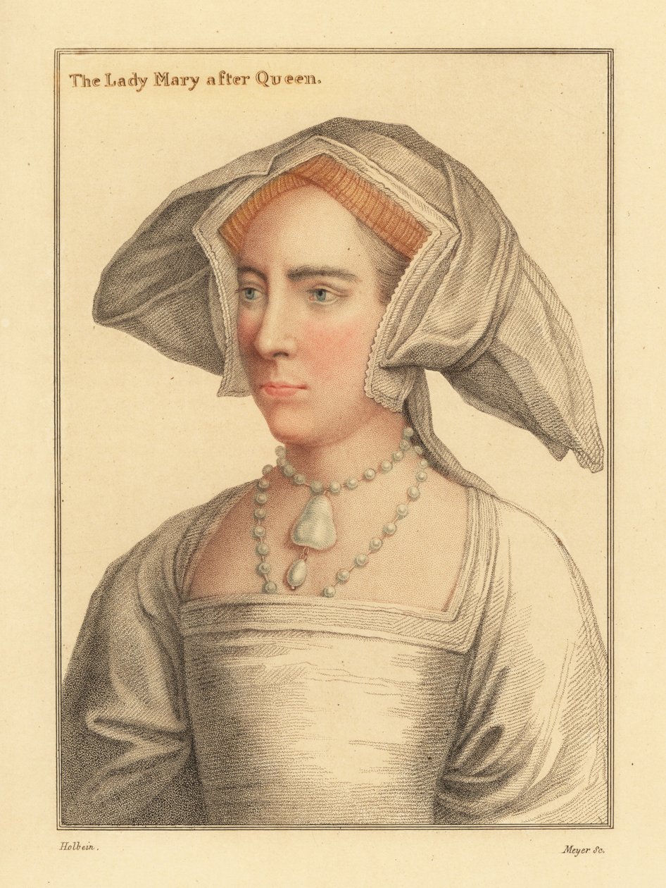 Lady Mary, datter av kong Henry VIII., 1812 (gravering) av Hans (after) Holbein the Younger