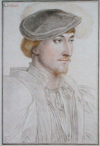 Lord Clinton (1512-85) 1. jarl av Llincoln, gravert av Francesco Bartolozzi (1727-1815) 1793 (gravering) av Hans (after) Holbein the Younger