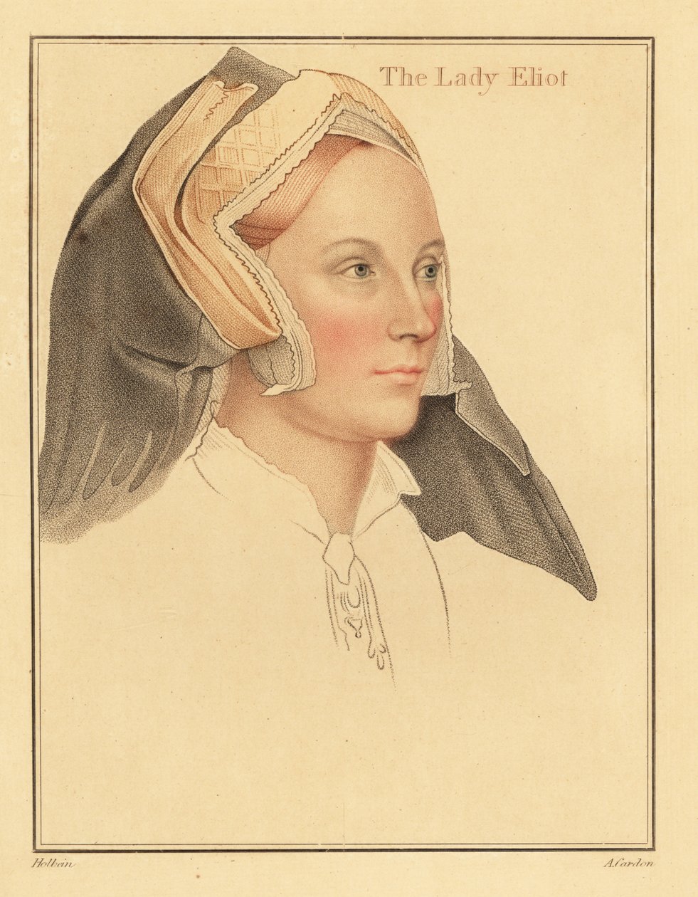 Margaret, Lady Elyot, død 1569. 1812 (gravering) av Hans (after) Holbein the Younger