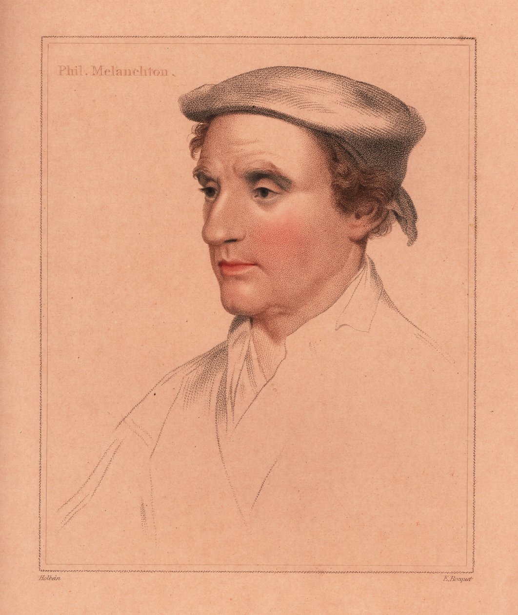 Philip Melanchton eller uidentifisert mann., 1812 (gravering) av Hans (after) Holbein the Younger