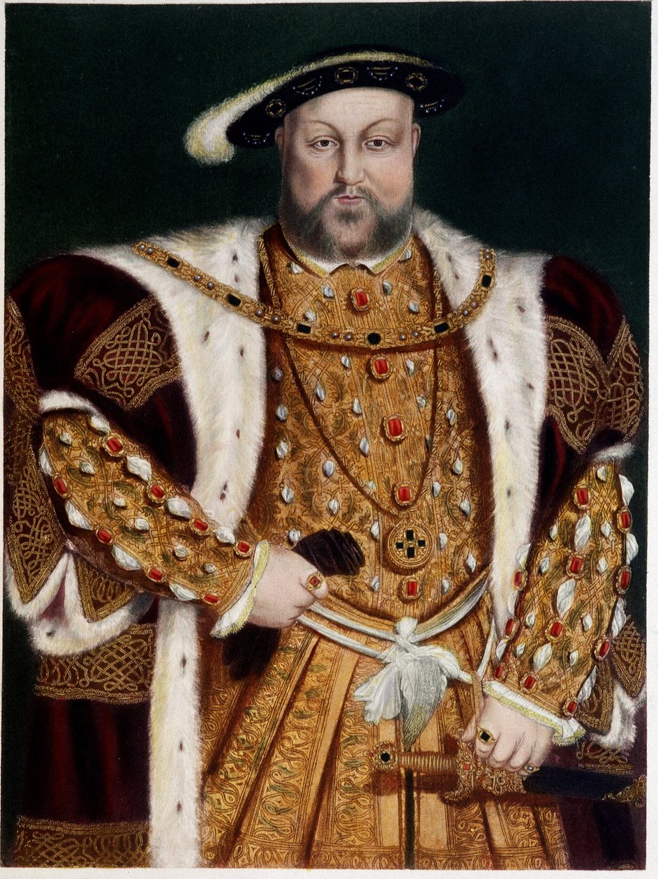 Portrett av Henry VIII - fra A.P. Holbein, v. 1543. av Hans (after) Holbein the Younger