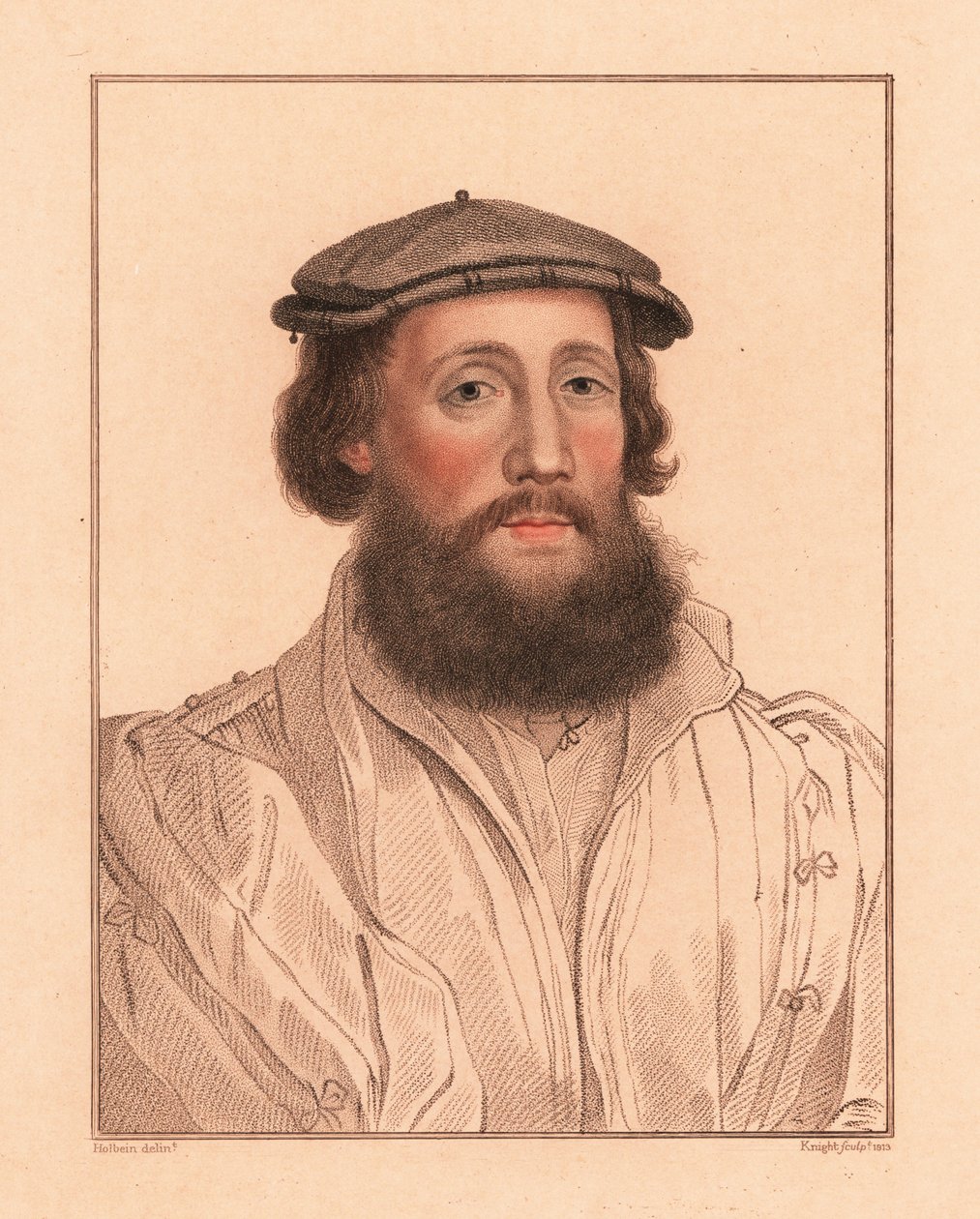 Portrett av en ukjent mann, hoff til kong Henry VIII, ca. 1532., 1812 (gravering) av Hans (after) Holbein the Younger