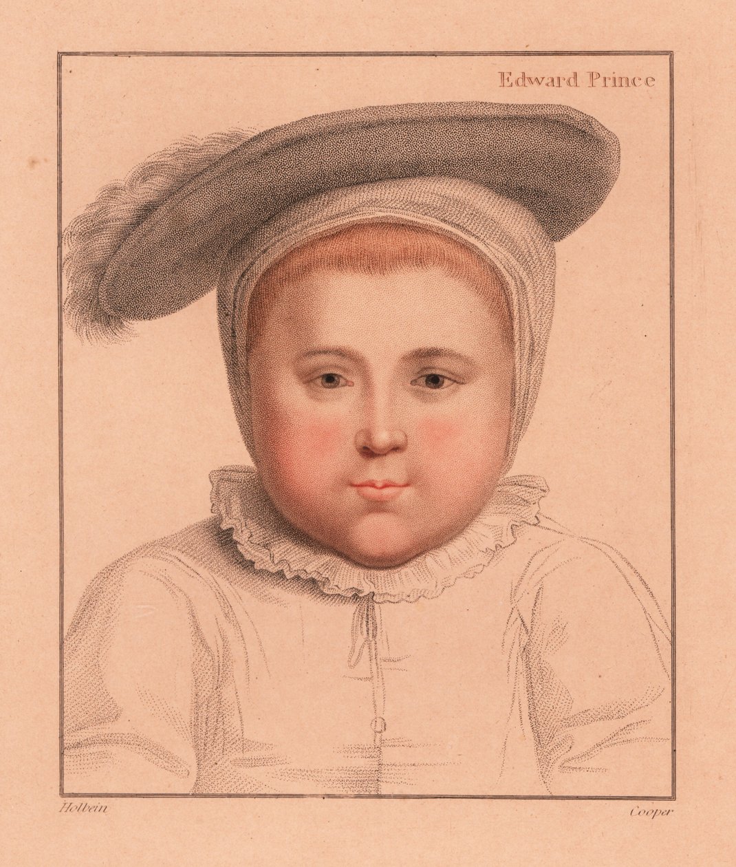 Prins Edward, 1 år gammel, senere kong Edward VI av England., 1812 (gravering) av Hans (after) Holbein the Younger