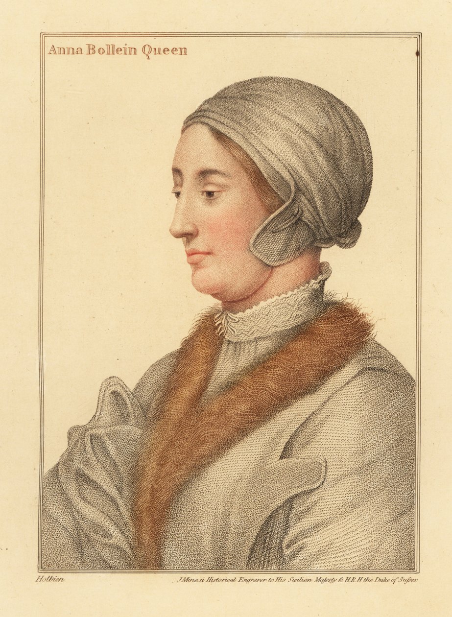 Dronning Anne Boleyn, andre kone til kong Henry VIII av Hans (after) Holbein the Younger