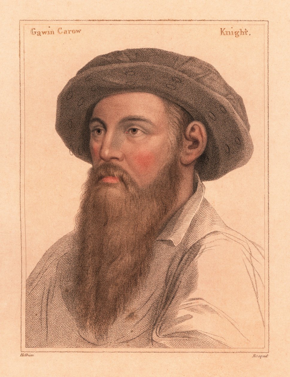 Sir Gavin Carew, sønn av Sir Edmond Carew fra Stringham., 1812 (gravering) av Hans (after) Holbein the Younger