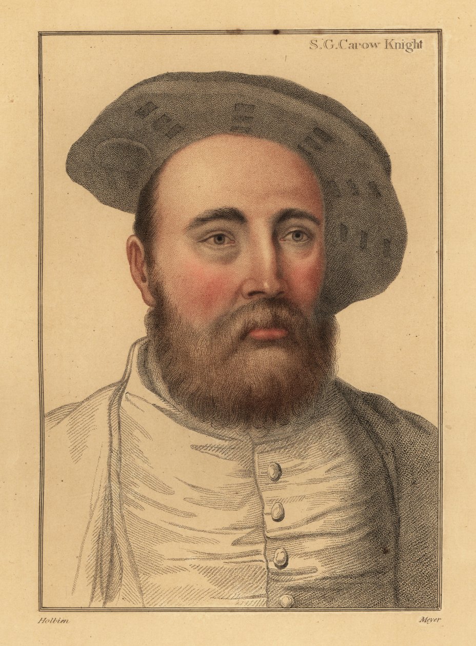 Sir George Carew , engelsk soldat, admiral under Henry VIII., 1812 (gravering) av Hans (after) Holbein the Younger
