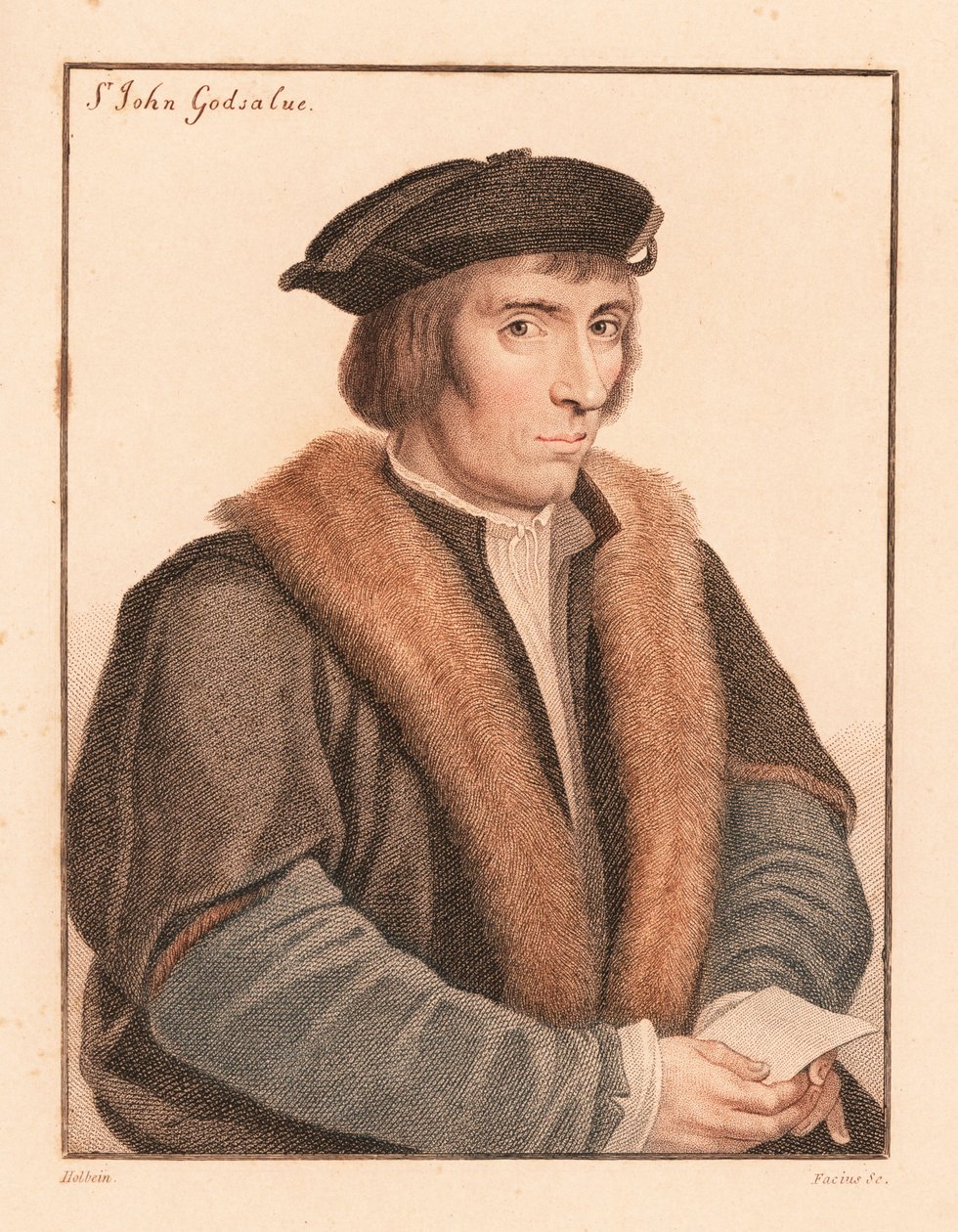 Sir John Godsalve , engelsk politiker, død 1557., 1812 (gravering) av Hans (after) Holbein the Younger
