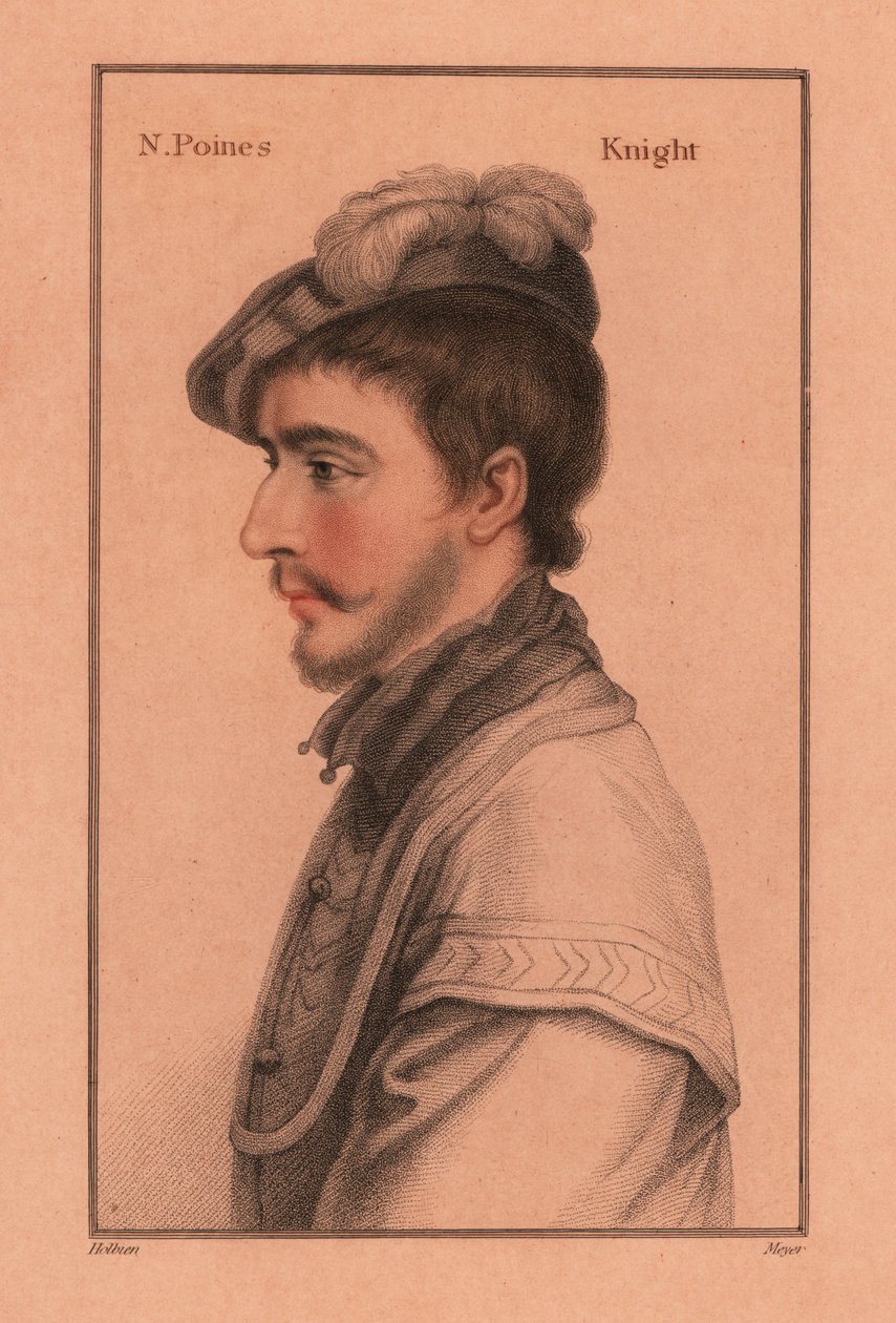 Sir Nicholas Poyntz (ca. 1528-1556), engelsk hoffmann., 1812 (gravering) av Hans (after) Holbein the Younger