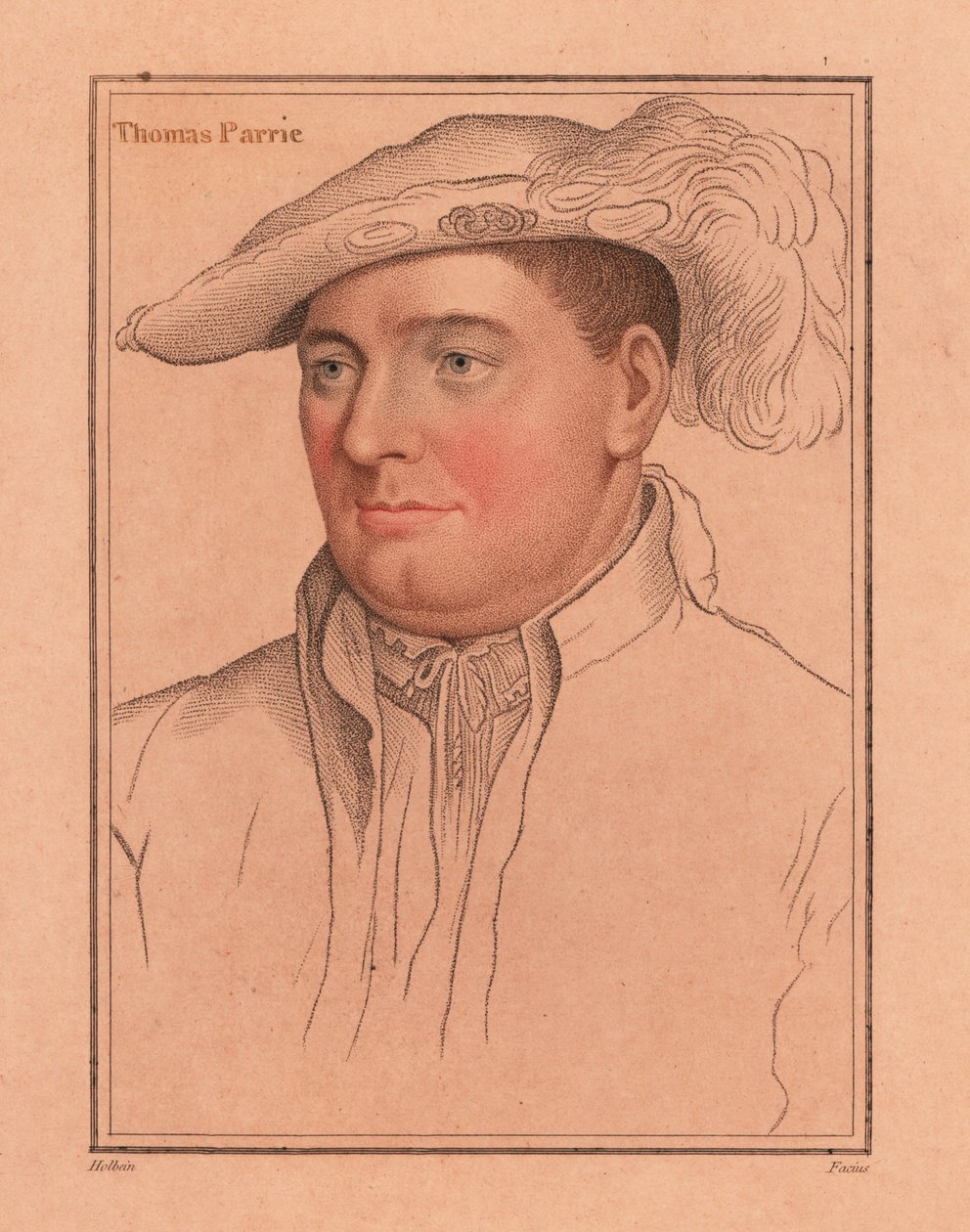 Sir Thomas Parry, kontrollør av husholdningen til Elizabeth I., 1812 (gravering) av Hans (after) Holbein the Younger