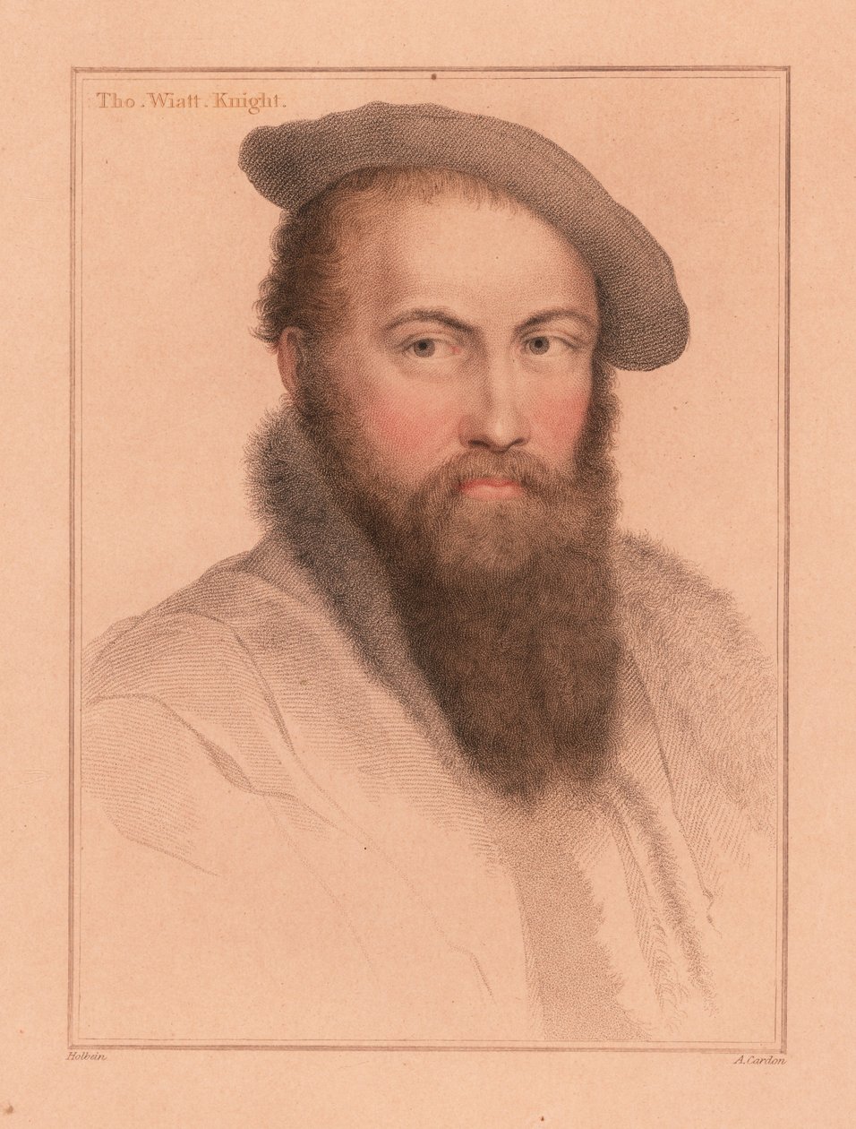 Sir Thomas Wyatt, engelsk ambassadør og poet., 1812 (gravering) av Hans (after) Holbein the Younger
