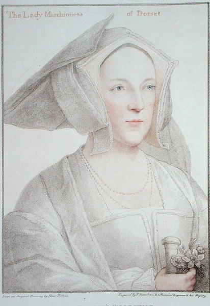 The Lady Marchioness of Dorset (1481-1535) gravert av Francesco Bartolozzi (1727-1815) 1795 (gravering) av Hans (after) Holbein the Younger