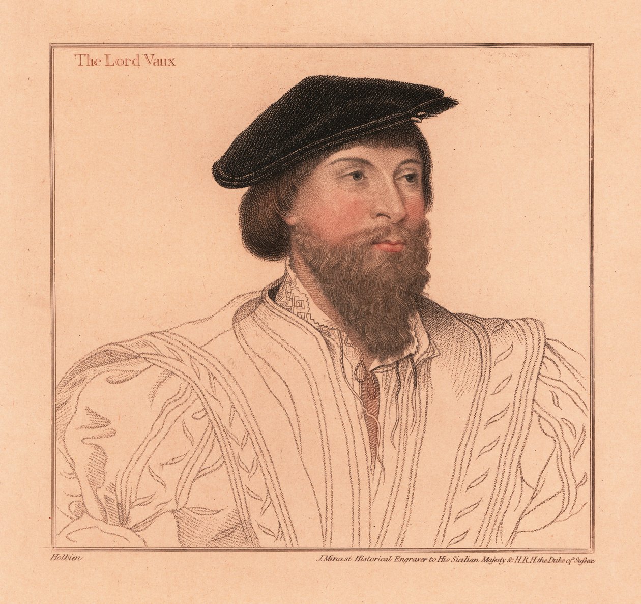 Thomas Vaux , engelsk poet og adelsmann. ,1812 (gravering) av Hans (after) Holbein the Younger