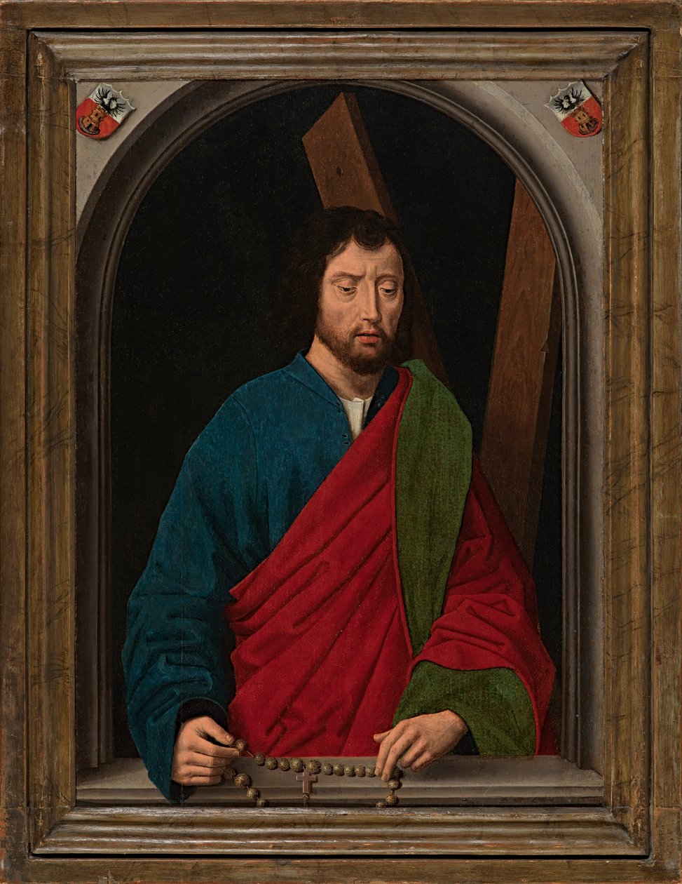St. Andrew, ca. 1491-1519 (olje på panel) av Hans (after) Memling