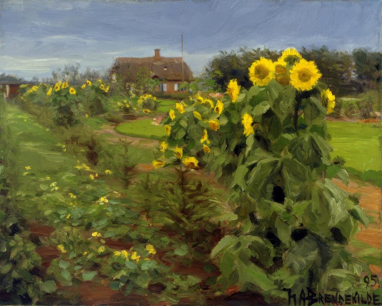 H.A.Brendekilde, Sonnenblumenblüte av Hans Andersen Brendekilde