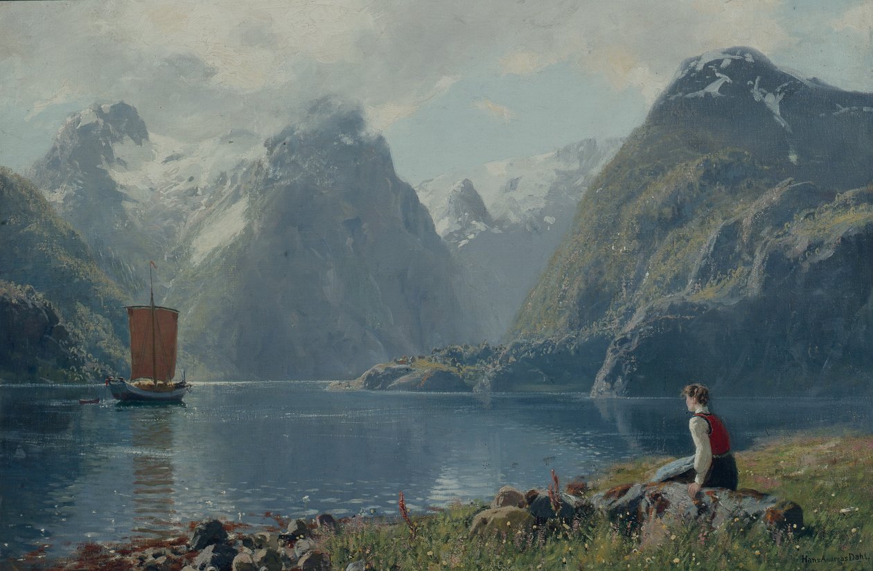 Fra Balestrand (olje på lerret) av Hans Andreas Dahl