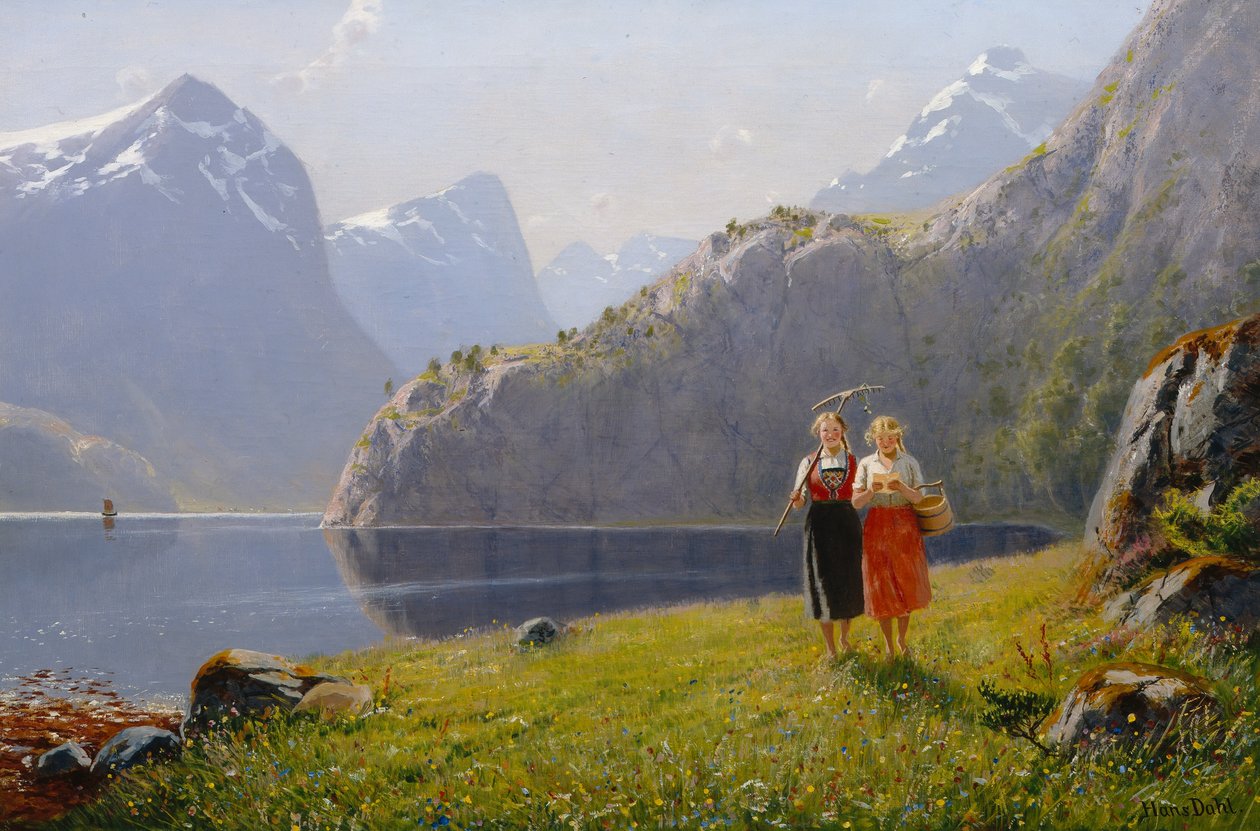 Sommerdag på Balestrand (olje på lerret) av Hans Andreas Dahl