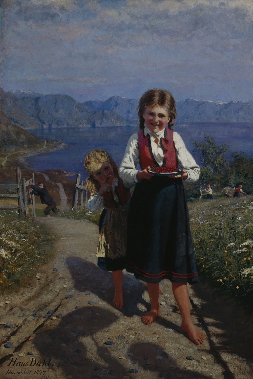 To søstre med jordbær av Hans Andreas Dahl