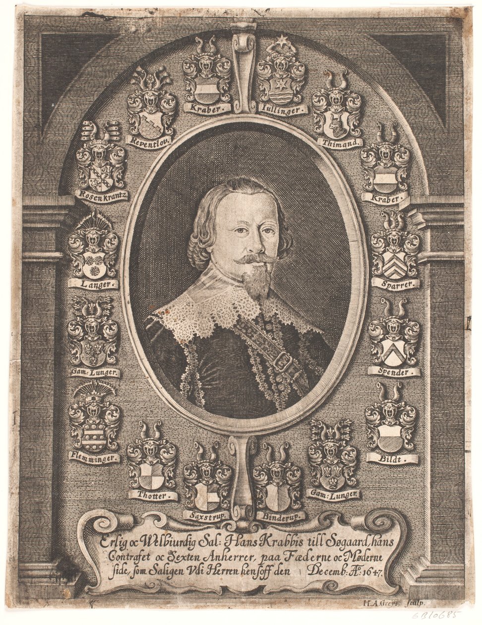Hans Krabbe til Søgård. Fra en gravpreken 1648 av Hans Andreas Greys