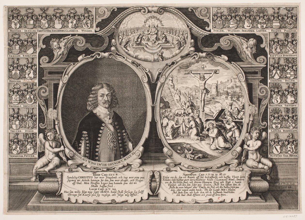 Niels Windet til Grundet og en representasjon av Kristus på korset av Hans Andreas Greys