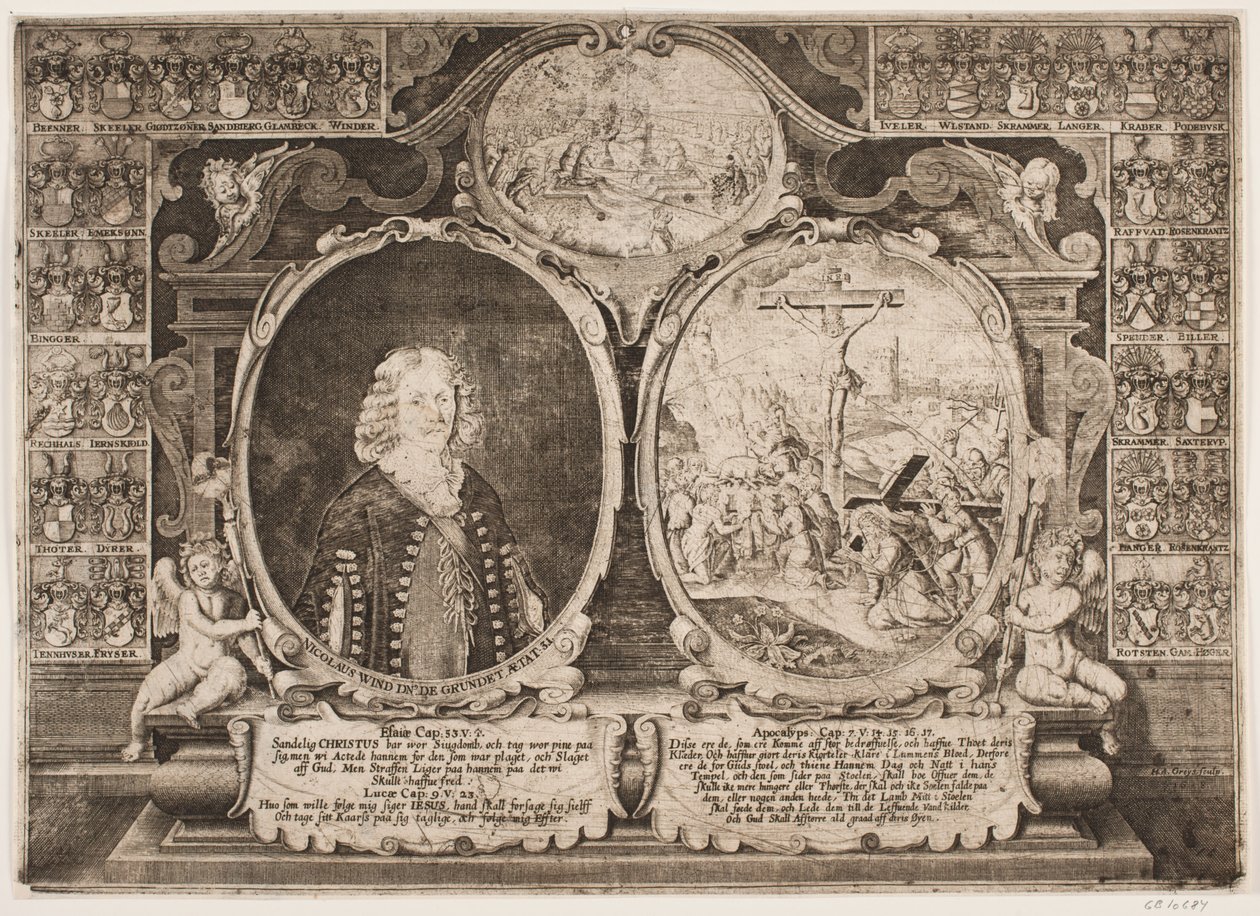 Niels Windet til Grundet og en representasjon av Kristus på korset av Hans Andreas Greys