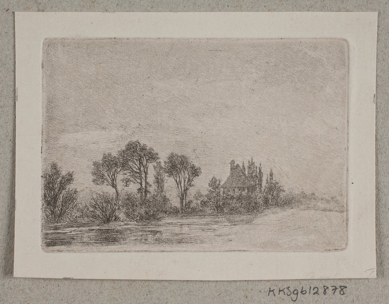 Landskap med trær ved et vann av Hans Anton Thiele