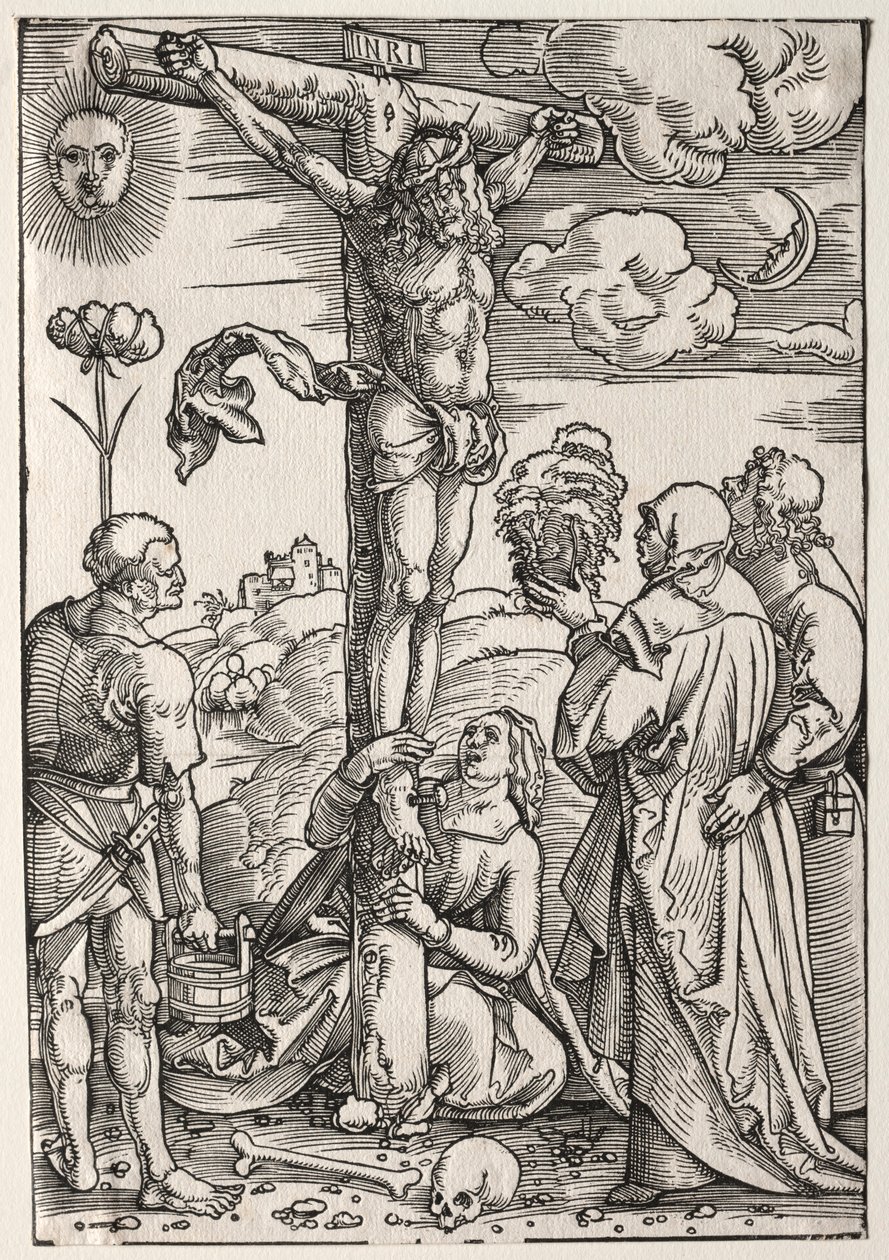 Kristus på korset med Maria, St. Johannes, Maria Magdalena og St. Stefanus, 1505. av Hans Baldung