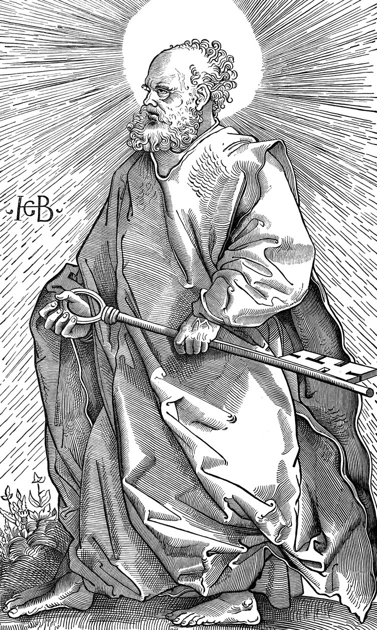 St Peter holder sitt symbol på en nøkkel, c1490-1550 av Hans Baldung