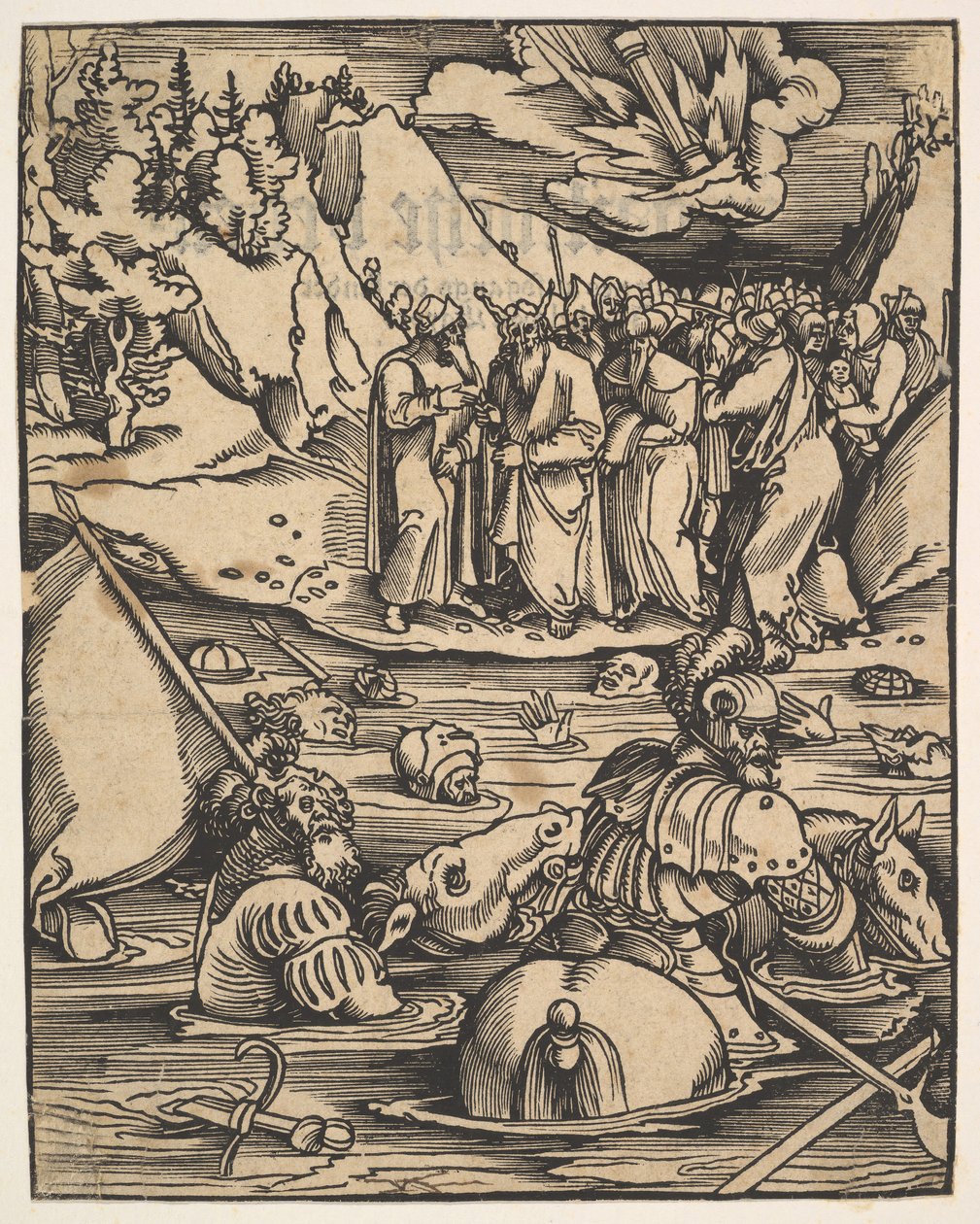 Egypterne krysser Rødehavet, fra Das Buch Granatapfel, 1511. av Hans Baldung