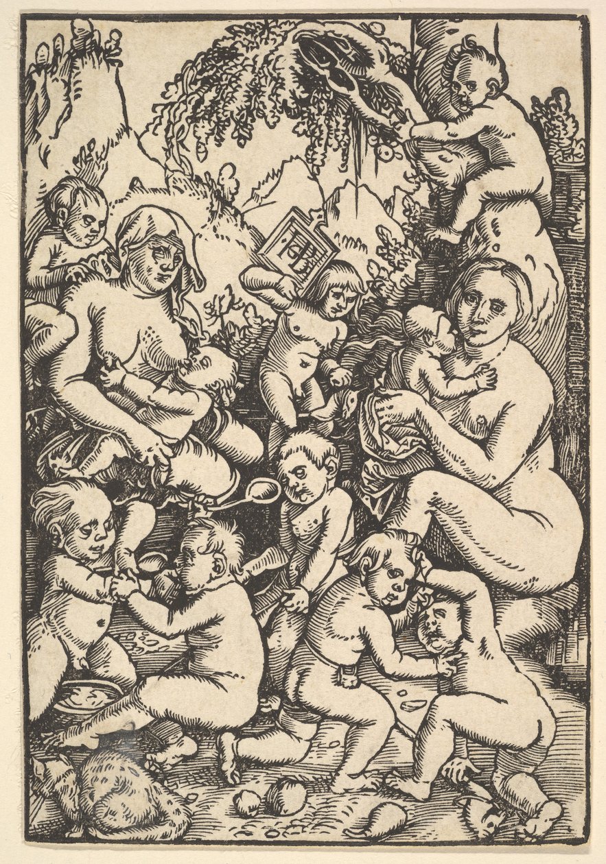 To mødre med barn dør Kinderaue, ca. 1512. av Hans Baldung