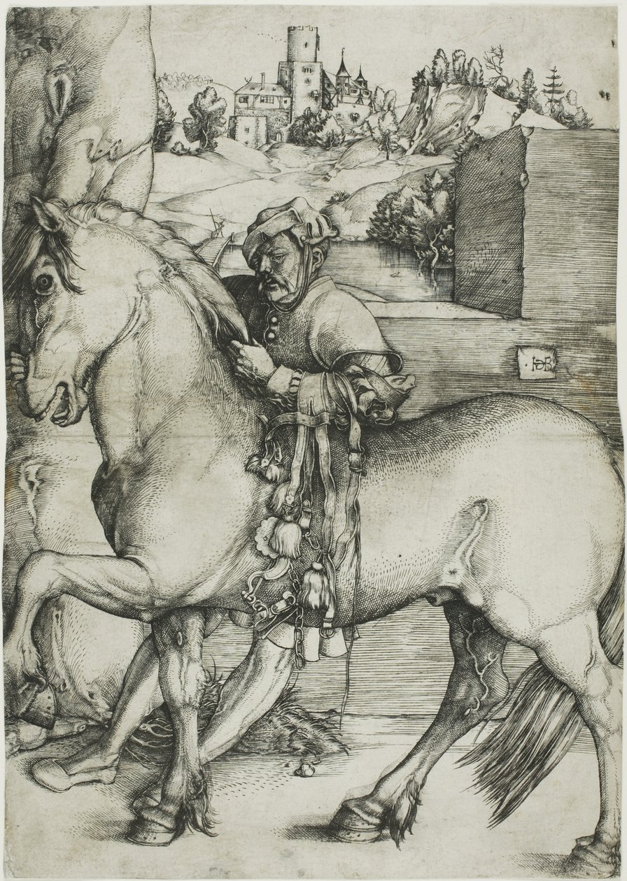 En brudgom som tøyler en hest av Hans Baldung Grien
