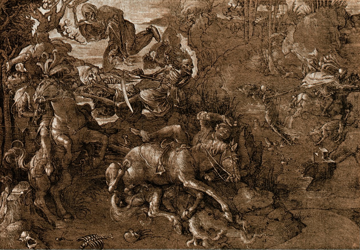 Battle of the Knights med døden av Hans Baldung Grien
