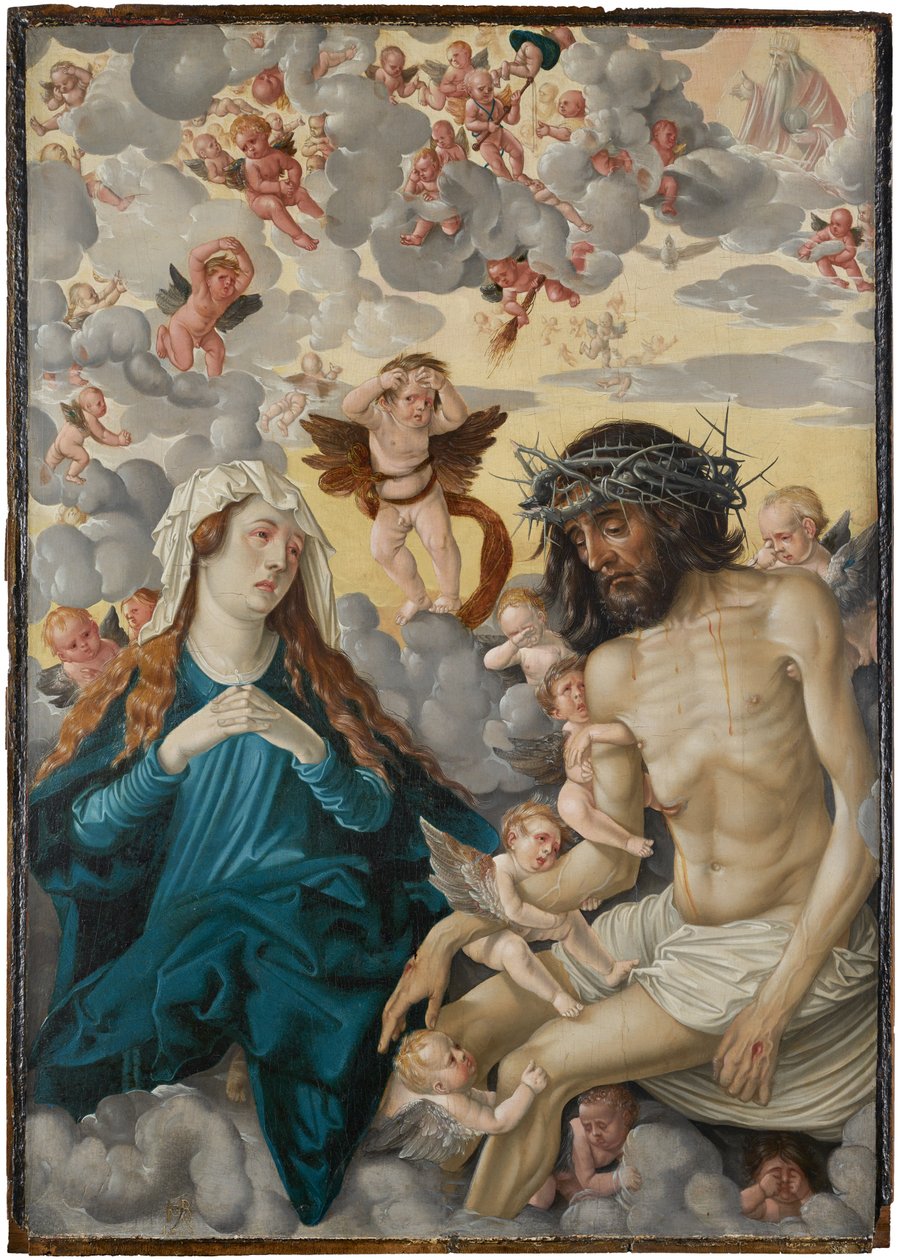 Kristus som smertenes mann, begrått av Maria og engler av Hans Baldung Grien