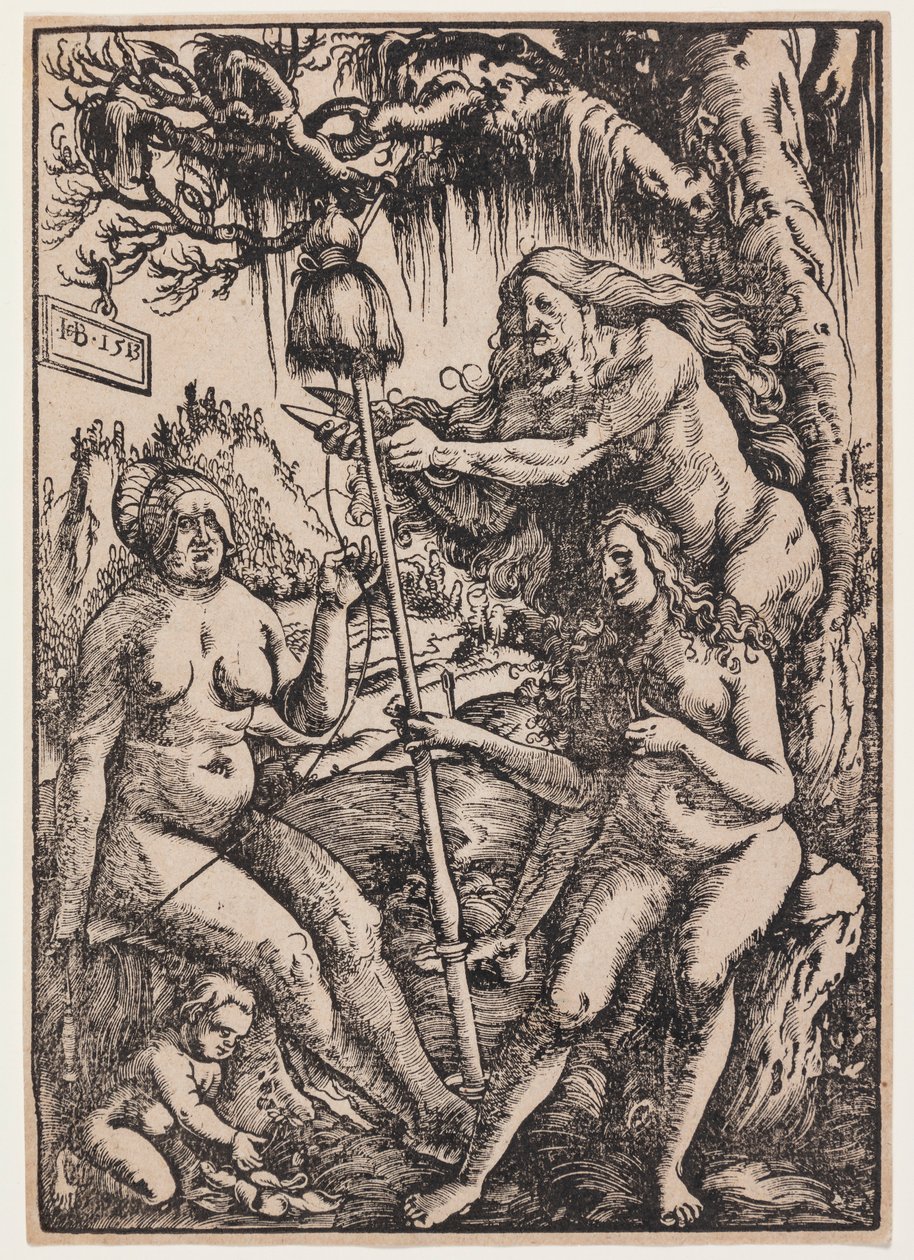 De tre skjebnegudinnene Lakhesis, Atropos og Klotho av Hans Baldung Grien