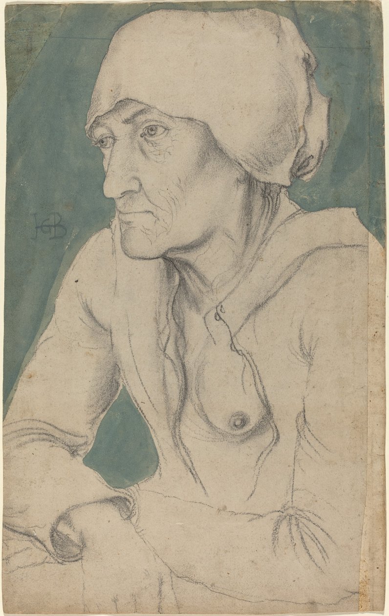 Halvfigur av en gammel kvinne med lue av Hans Baldung Grien