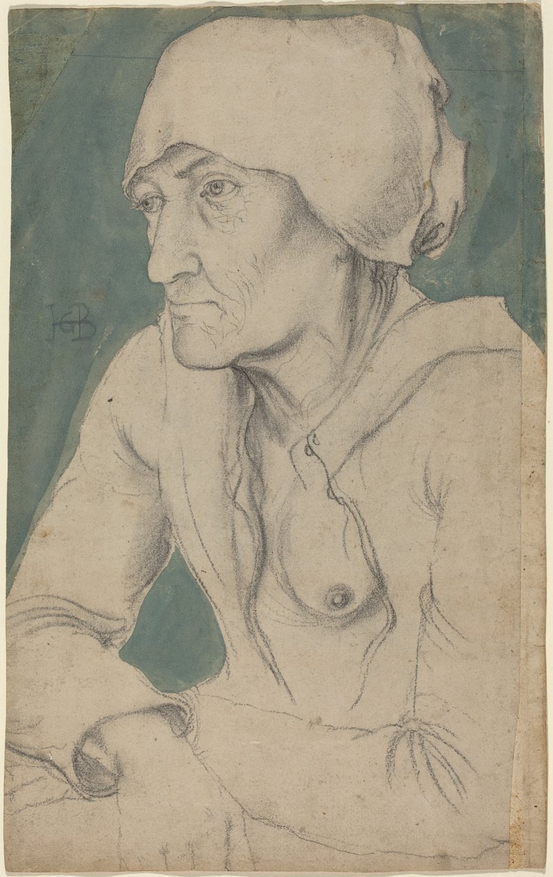 Halvfigur av en gammel kvinne med kyse av Hans Baldung Grien