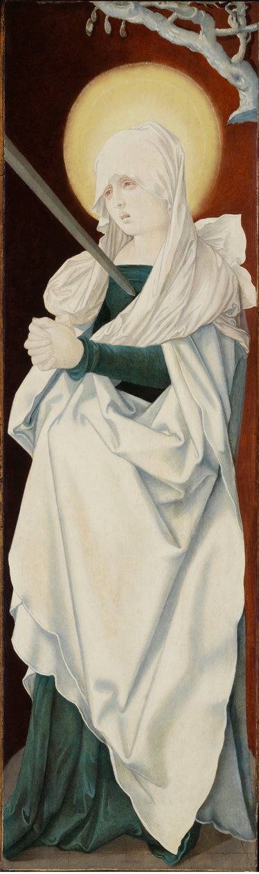 La Vierge des douleurs - Jomfruen av sorger (Mater dolorosa), av Baldung (Baldung Grien), Hans (1484-1545). Olje på tre, ca. 1516. Mål: 152,2x46 cm. Szepmuveszeti Muzeum, Budapest av Hans Baldung Grien
